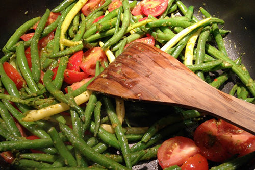 Green Beans & Tomatoes with Pesto and Ghee Recipe