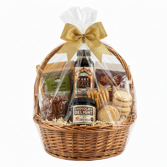 Gourmet Celebration Gift Basket A symphony of flavors from the Mediterranean and beyond, this gift basket is a thoughtfully curated treasure trove designed to delight on birthdays, Valentine’s Day, Thanksgiving, Christmas, or any moment worth celebrating.